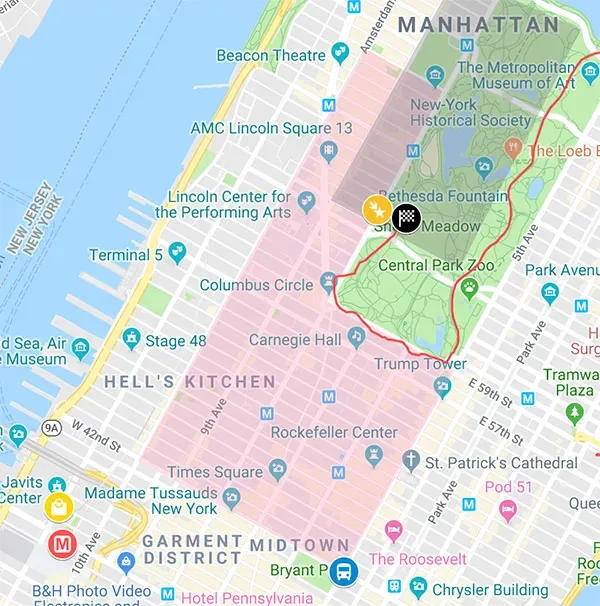 Mappa hotel per la maratona di New York