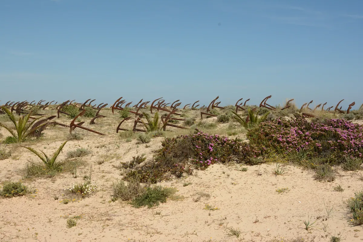 Le ancore del cimitero delle ancore alla Praia do Barril