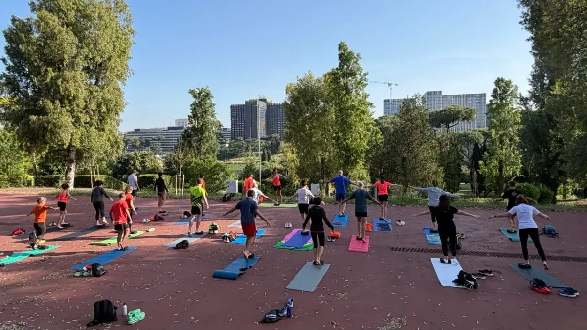 Allenamento "Run & Yoga" al Laghetto dell'Eur di Roma